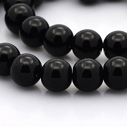 ラウンドガラスビーズ連売り  ブラック  10mm  穴：1mm  約40個/連  15.1インチ&nbsp;GLAA-A025-10mm-02-1