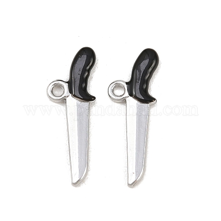 合金エナメルチャーム  プラチナ  ナイフ  29x10x3mm  穴：2mm&nbsp;ENAM-B063-01P-03-1