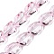 Electroplate Glass Beads Strands, Faceted, Stone, Pink, 15.5~16x12x9mm, Hole: 1.4mm, about 39~40pcs/strand, 22.99~24.65 inch(58.4~62.6cm)
