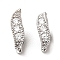Rack Plating Brass Micro Pave Clear Cubic Zirconia Snap on Bails, Cadmium Free & Lead Free, Long-Lasting Plated, Leaf, Platinum, 11x3x8mm, Pin: 1mm