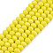 Opaque Solid Color Glass Beads Strands, Faceted, Rondelle, Yellow, 6x5mm, Hole: 1mm, about 80~85pcs/strand, 38~40cm