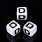 Letter Acrylic Beads, Cube, White, Letter D, Size: about 7mm wide, 7mm long, 7mm high, hole: 3.5mm, about 2000pcs/500g