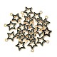 合金エナメルチャーム  スター  ライトゴールド  ブラック  16x14x2mm  穴：1.6mm  約20個/袋&nbsp;ENAM-YW0003-01B-1