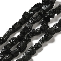 生の粗い天然ブラック トルマリン ビーズ 連売り  ナゲット  4.5~12x4.5~8x4~8mm  穴：0.9mm  約63~66個/連  15.47''~16.34''（39.3~41.5センチメートル）