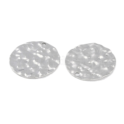 変色しない304ステンレススチールペンダント  テクスチャー フラット ラウンド チャーム  ステンレス鋼色  30x1.6mm  穴：2.3mm&nbsp;STAS-C106-23P