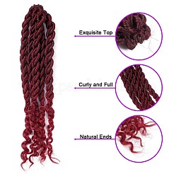 女神locsかぎ針編みオンブル髪  カーリーエンドのウェーブのフェイクロック  合成編組ヘアエクステンション  耐熱性低温繊維  長い＆縮毛  ブルゴーニュ  20インチ（50.8cm）  24連売り/ pc&nbsp;OHAR-G005-09B