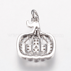 真鍮製マイクロパヴェキュービックジルコニアペンダント  カボチャ  プラチナ  18x15x3.5mm  穴：3mm&nbsp;ZIRC-G139-15P