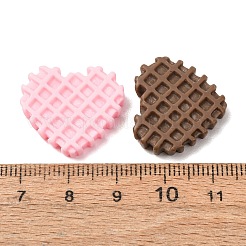 不透明な樹脂模倣食品カボション  ハートワッフル  ミックスカラー  19.5x22x5mm&nbsp;RE-CBA8177-01