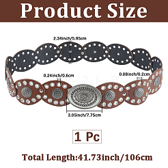 Vintage Alloy & PU Leather Oval Coin Waist Belts&nbsp;AJEW-WH20128-038B-1