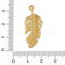 中空 304 ステンレス ペンダント  フェザーチャーム  ゴールドカラー  34x13.5x3mm  穴：1.6mm&nbsp;STAS-Z194-03G-02