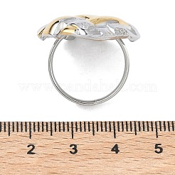 304ステンレススチールカフオープンリング  ラウンド  ステートメントリング  イオンプレーティング（ip）  ゴールデン·ステンレス鋼色  25mm  内径：18mm&nbsp;RJEW-F202-02A-GP