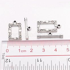 チベット風合金マンテル  長方形  アンティークシルバー  矩形：20x11.5mm  バー：22x5mm  穴：2.5mm&nbsp;K0966041