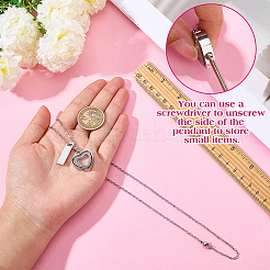 304ステンレススチール製、ガラスハートペンダント、骨壷、遺灰ネックレス1個  ステンレス鋼色  21.65インチ（55cm）&nbsp;NJEW-FG0001-25P