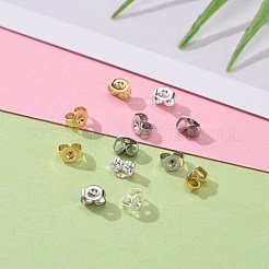 300個 3色 304ステンレススチール製イヤーナット  ポスト イヤリングのバタフライ イヤリング バック  ミックスカラー  4x3x2mm  穴：0.8mm&nbsp;STAS-LS0001-16
