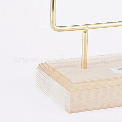 鉄3層イヤリングディスプレイスタンド  ぶら下げイヤリング  木製台座付き  ゴールドカラー  14.8x26.4x7.5cm&nbsp;EDIS-E025-04