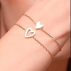 2Pcs Adjustable 201 Stainless Steel Link Bracelets&nbsp;FS-WGD474B-02
