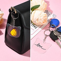 チェーン付き鉄製スプリットキーリング30個  キーホルダー金具 アクリルディスク30個付き 大きなペンダント30個付き  プラチナ  8~50x0.7~2mm&nbsp;DIY-YW0009-02