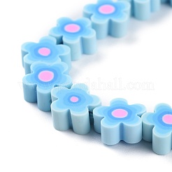 Handmade Flower Printed Polymer Clay Beads Strands&nbsp;X-CLAY-M003-07J