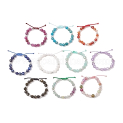 Adjustable Natural Mixed Gemstone Braided Bead Finger Rings&nbsp;RJEW-JR01016