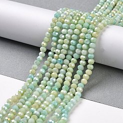 グラデーション染めガラスビーズ連売り  ロンデル  黄緑  4x3mm  穴：0.9mm  約105~110個/連  38~39cm&nbsp;X-GLAA-C023-02-C13
