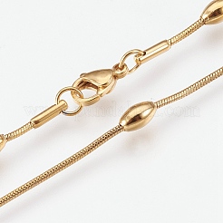 Ion Plating(IP) 304 Stainless Steel Snake Chain Necklaces&nbsp;NJEW-G313-15G