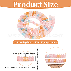 2 連売り ガラスビーズ 連売り  天然石風  ロンデル  染め  カラフル  8~8.5x4.5~5mm  穴：1~1.2mm  約155~159個/連  30.12~31.30インチ（76.5~79.5cm）&nbsp;GLAA-PA0001-61A