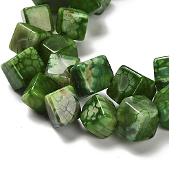 染め加工天然石瑪瑙ビーズ連売り  キューブ  グリーン  13~18x14~19x14~19mm  穴：1.6mm  約25個/連  13.98~14.17''（35.5~36センチメートル）&nbsp;G-G203-06