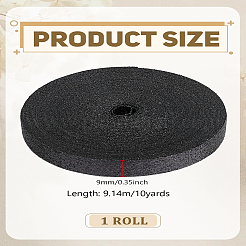 ポリエステルリボン  グリッターパウダー付き  布ドレス縫製アクセサリー  ブラック  3/8インチ（9mm）&nbsp;OCOR-WH0101-147B