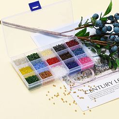 180g15色ガラスシードビーズ  透明色  ラウンド  ミックスカラー  8/0  3~4x2~3mm  穴：0.8~1mm  12 G /カラー&nbsp;SEED-JQ0003-01A-3mm