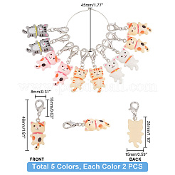 Cat Opaque Resin Pendant Locking Stitch Markers&nbsp;HJEW-AB00129
