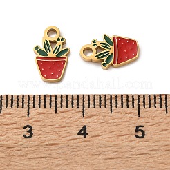 304ステンレススチールエナメルチャーム  イオンプレーティング  植木鉢の形  ゴールドカラー  11x7x1mm  穴：1.6mm&nbsp;STAS-B100-09G