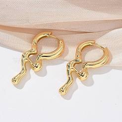 Rack Plating Brass Melting Drop Hoop Earrings for Women&nbsp;EJEW-Z019-19G