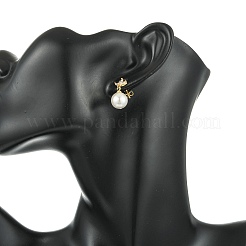 Brass Micro Pave Cubic Zirconia Stud Dangle Earrings for Women&nbsp;EJEW-JE07280-01