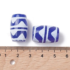 チベット風ジービーズ  青い天然瑪瑙ビーズ  染め＆加熱  オーバル  波の模様  22x14mm  穴：1.5mm&nbsp;G-C102-05B
