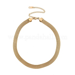 8mm 304ステンレススチールメッシュチェーンネックレス（女性用）  ゴールドカラー  12.64インチ（32.1cm）&nbsp;NJEW-G179-05G