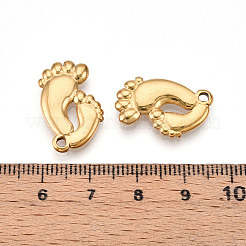 304ステンレスペンダント  イオンプレーティング（ip）  フットプリントのチャーム  18KGP本金メッキ  21x15x3mm  穴：1.8mm&nbsp;STAS-N109-05G