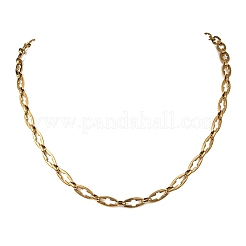 304ステンレススチールクロスリンクチェーンネックレス（女性・男性用）  ゴールドカラー  21.65インチ（55cm）&nbsp;NJEW-JN05433-02