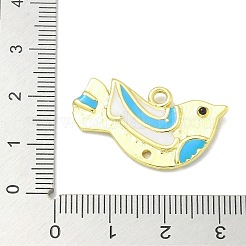 本物の 18k 金メッキ真鍮エナメル ロビン バード ペンダント  ラックメッキ鳥チャーム  鉛フリー＆カドミウムフリー  空色  16x29x3.8mm  穴：2.4mm&nbsp;KK-L224-060G-02