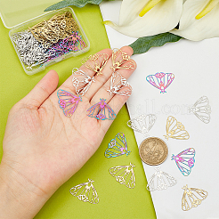 60Pcs 3 Colors 201 Stainless Steel Filigree Pendants&nbsp;STAS-DC0008-55