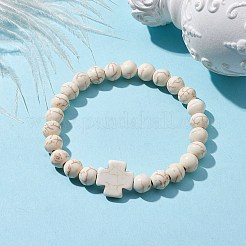 8mm Synthetic Magnesite Round Beaded Stretch Bracelets&nbsp;BJEW-JB10301