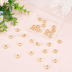 真鍮ビーズフレーム30個  長持ちメッキ  花  18KGP本金メッキ  10x10.5x3mm  穴：1mm&nbsp;KK-DC0002-54