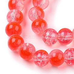 Transparent Crackle Baking Paint Glass Beads Strands&nbsp;X2-DGLA-T003-01A-12