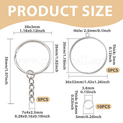 304ステンレススチールオープンバックベゼルペンダント5個  ステンレススチール製スプリットキーリング5個付き  変色防止304ステンレススチール製丸カン10個。  ステンレス鋼色  36x32x3mm  穴：2.5mm  内径：30mm&nbsp;STAS-TAD0001-01F