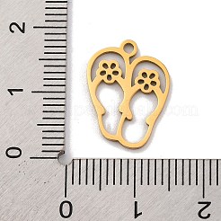 ステンレスペンダント201個  レーザー切断  花のチャームが付いた靴  ゴールドカラー  16x12.5x1mm  穴：1.6mm&nbsp;STAS-U016-03G