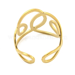 304 Stainless Steel Hollow Irregular Wide Open Cuff Ring for Women&nbsp;LS-RJEW-S406-01G-02