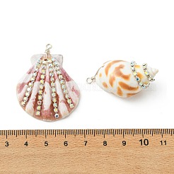 4Pcs 4 Styles Natural Mixed Shell Pendants&nbsp;PALLOY-TA00417
