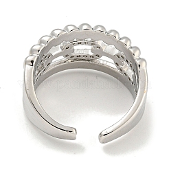 Rack Plating Brass Micro Pave Cubic Zirconia Cable Chain Open Cuff Rings for Women&nbsp;RJEW-I104-09P