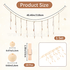 Wall Hanging Photo Display with Wooden Beads Garland&nbsp;AJEW-WH20011-54C
