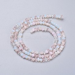 ガラスビーズ連売り  多面カット  ロンデル  ピンク  2~3.2x1.8~2.6mm  穴：0.8mm  約185~186個/連  15.55~15.75インチ（39.5~40cm）&nbsp;X-GLAA-F106-B-17