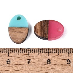 Transparent & Opaque Resin & Walnut Wood Pendants&nbsp;RESI-N053-29